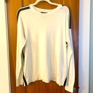 NWOT Banana Republic Cream & Black Oversized Racer Striped Sweater Size M
